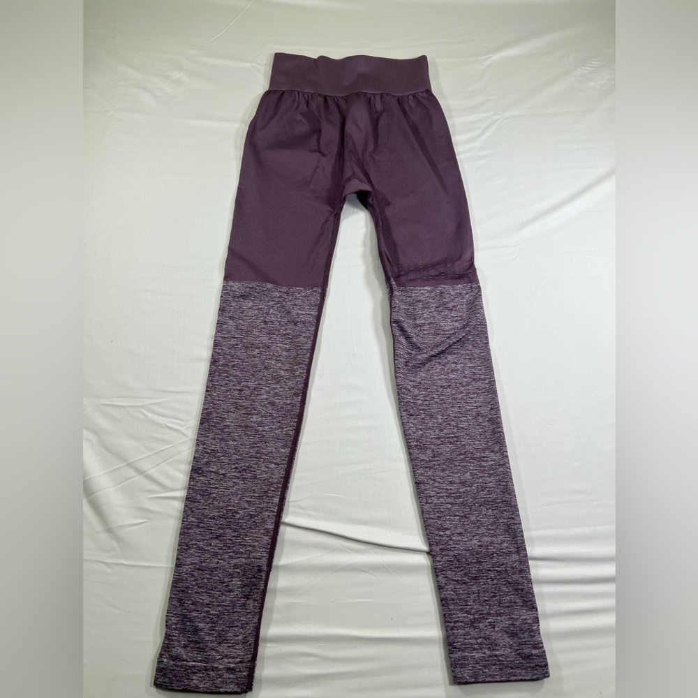 Gymshark Two-Tone Seamless Leggings in a purple and marled colorway